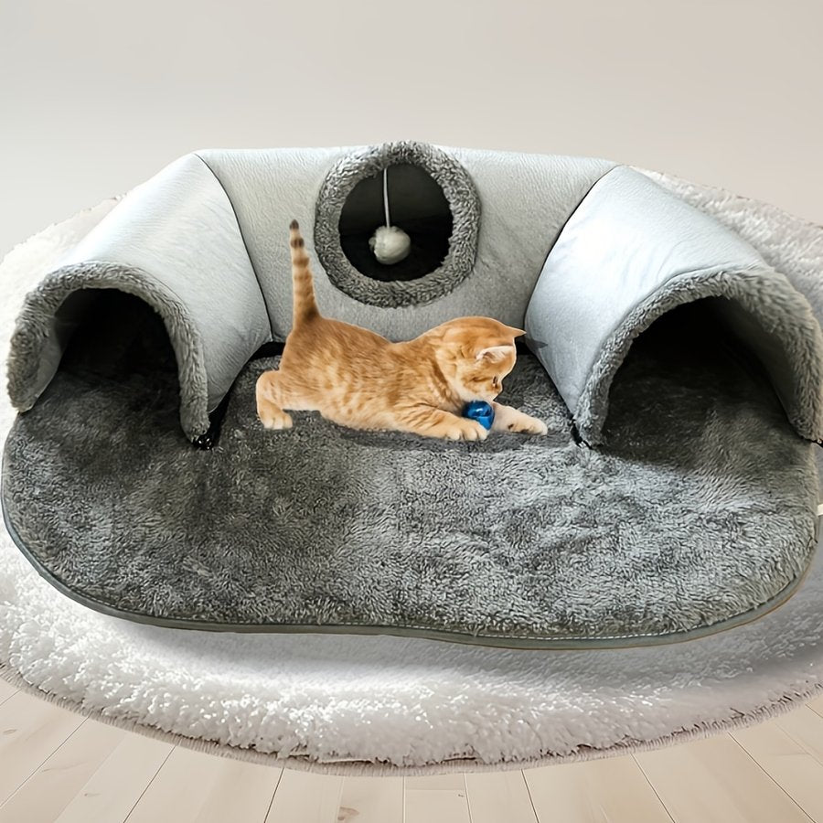 Purrfetti 3-in-1 Cat Tunnel Bed & Play Mat