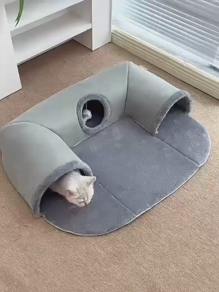 Purrfetti 3-in-1 Cat Tunnel Bed & Play Mat